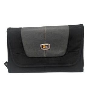 Case Logic Travel Organizer OS Black Grey Zip Wallet Nylon Faux Leather